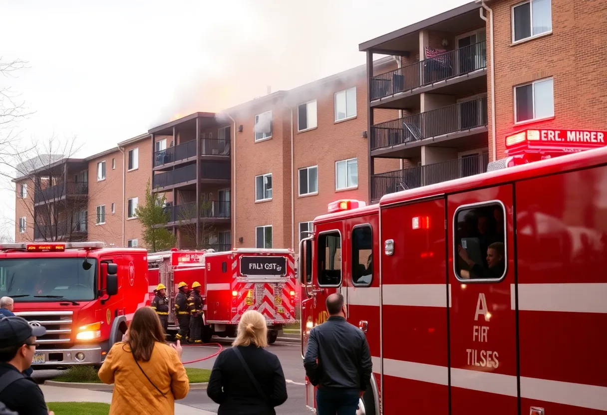 Firefighters responding to a fire at Eclipse Apartments in Huntsville, Alabama.