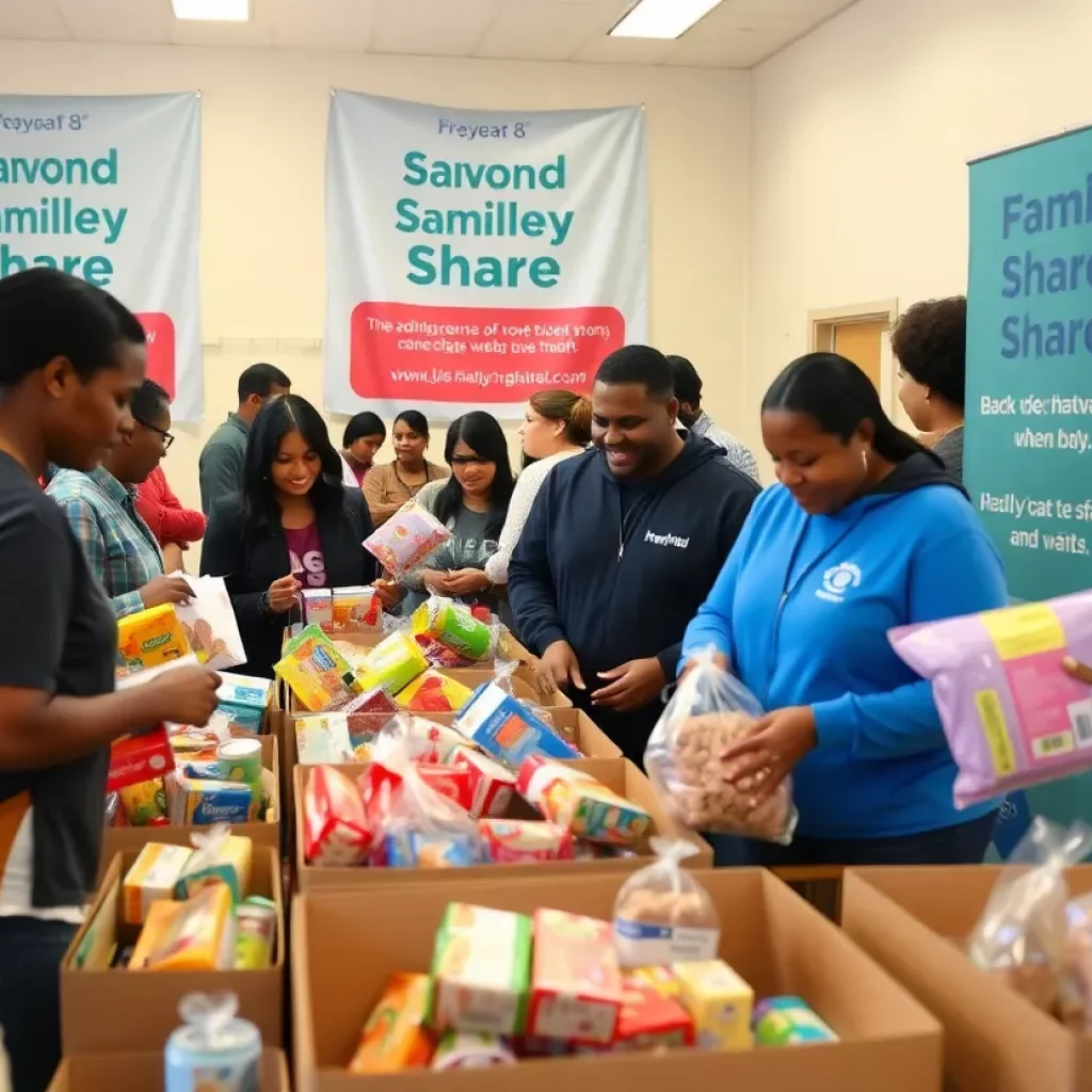 Community members donating to the Food and Family Share Drive in Huntsville