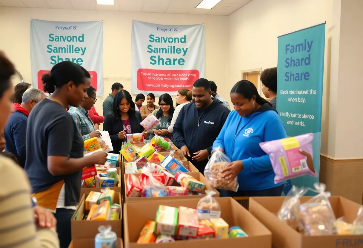 Community members donating to the Food and Family Share Drive in Huntsville