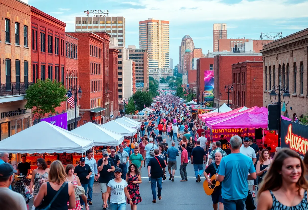 Residents enjoying a lively music festival in Huntsville Alabama.