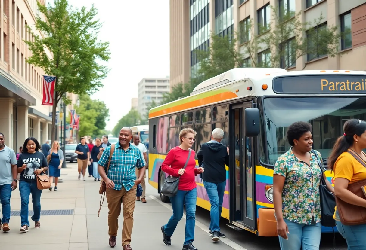 Huntsville Paratransit bus on city street