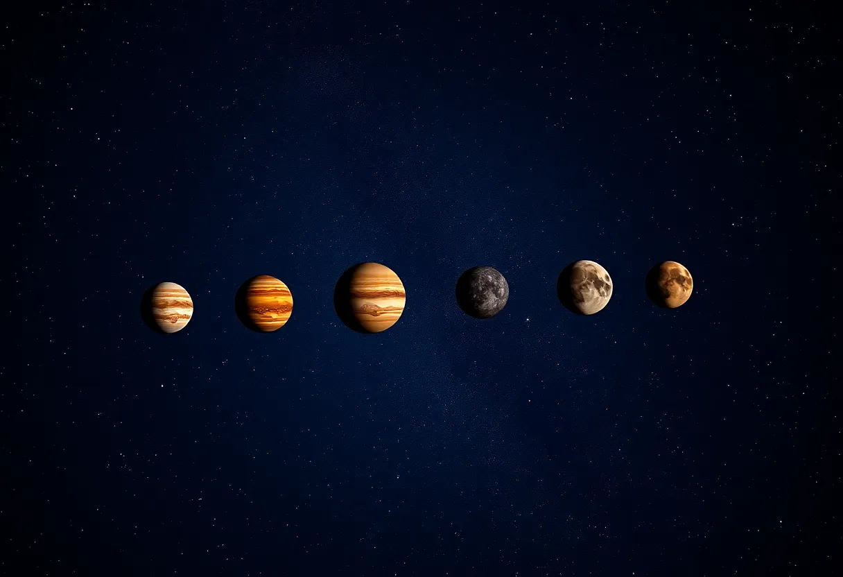 Night sky view with seven planets aligned over Huntsville