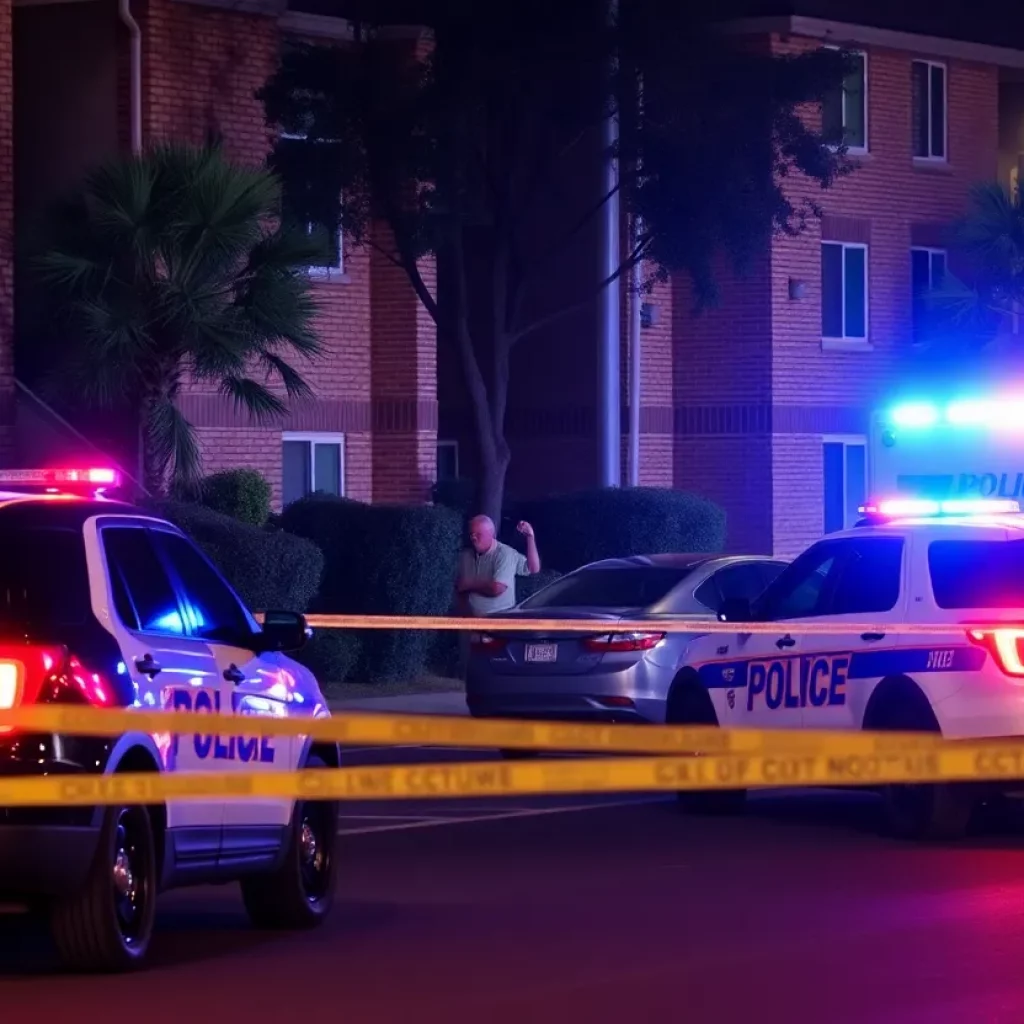 Police and crime scene tape at Belmont Hill Apartments