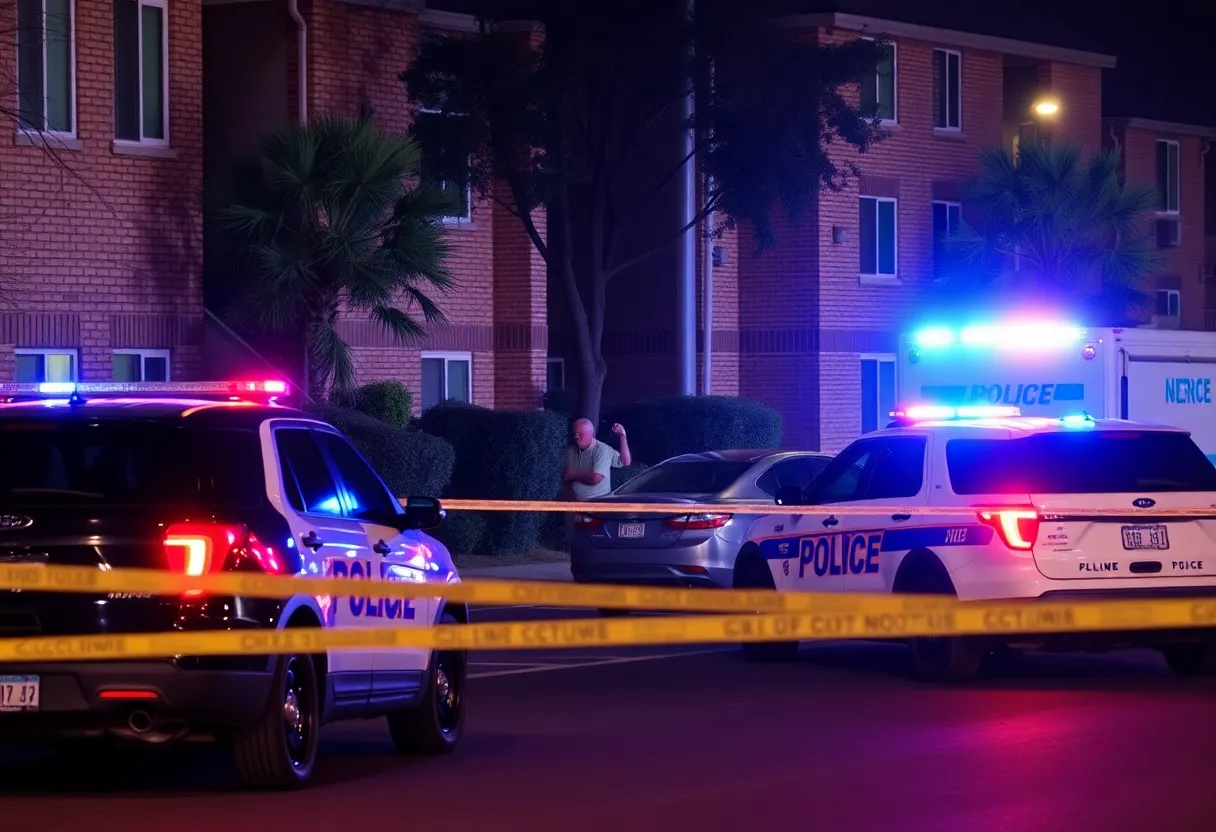 Police and crime scene tape at Belmont Hill Apartments