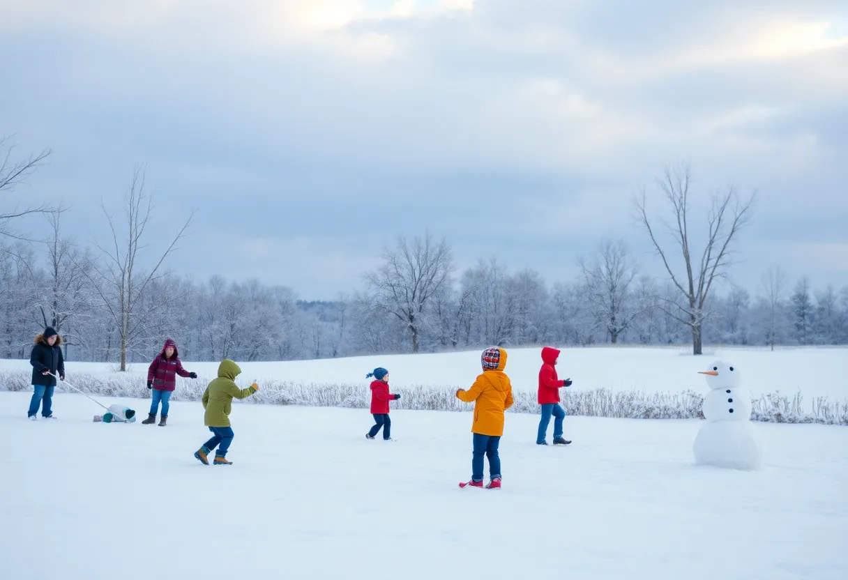 Snow-covered streets of Huntsville during winter 2025.