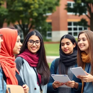 International students discussing their concerns on campus