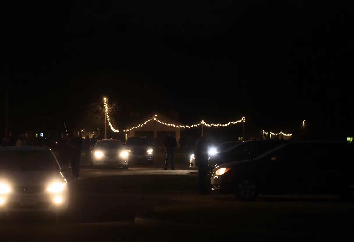 View of Young Park after a tragic shooting incident during a community car show.