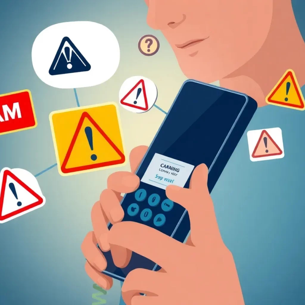 Illustration of a phone with scam alerts related to jury duty