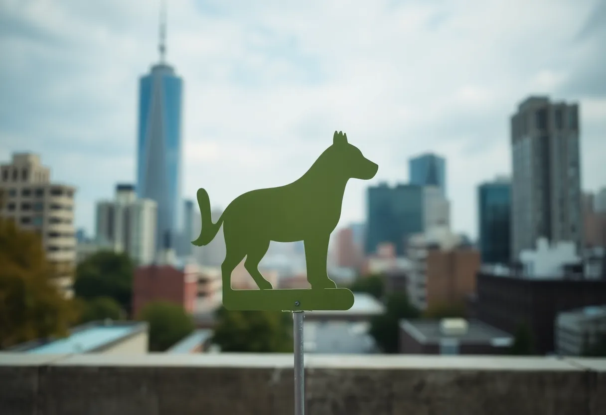 Symbolic image of animal rights advocacy in a city setting.