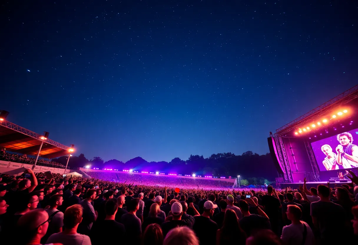 Crowd gathering at the Orion Amphitheater for a concert