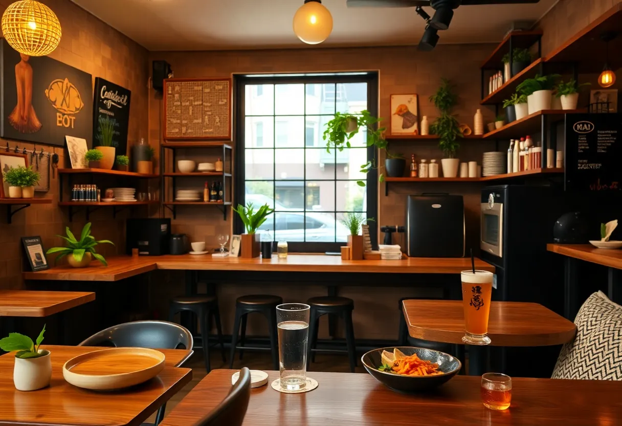 Interior of Nitro Tales café with unique dishes and warm ambiance