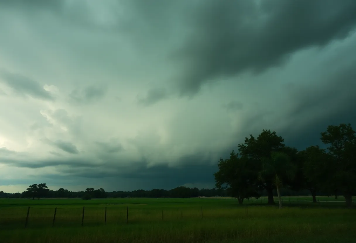 Stormy weather in North Alabama with dark clouds and high winds