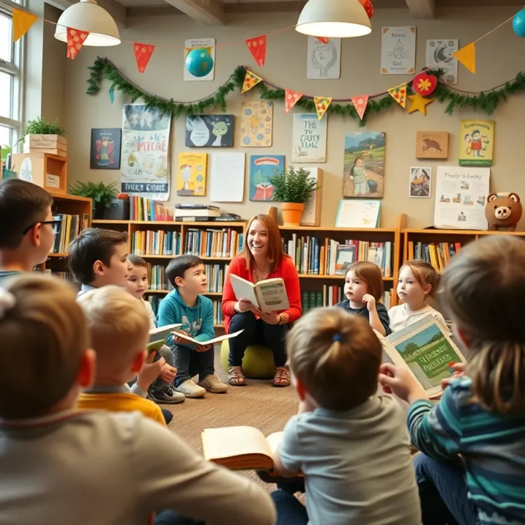 Children enjoying a storytelling session in a library