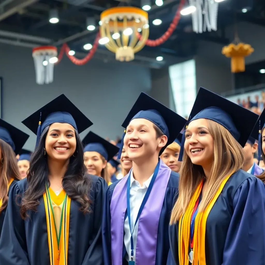 Graduates celebrating at the University of Alabama's winter graduation ceremony