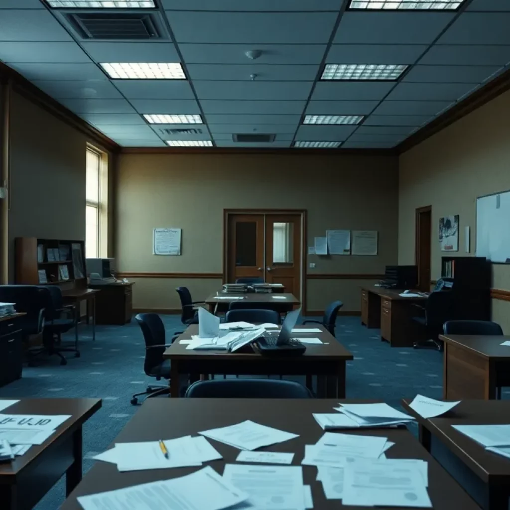 Empty office space at the U.S. Institute of Peace post-layoffs