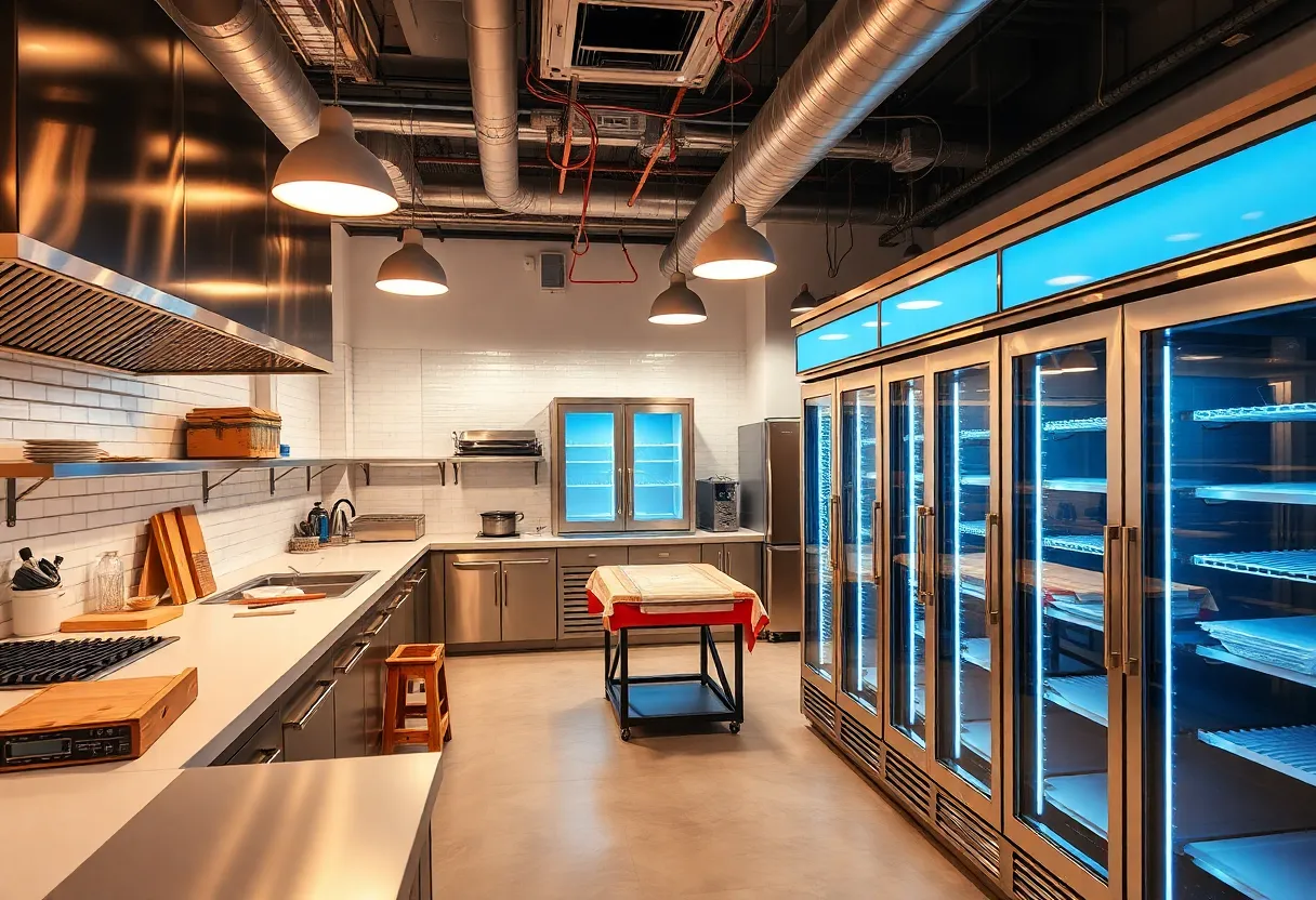 Modern kitchen renovation in progress at Von Braun Center, Huntsville.