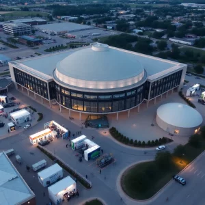 Aerial view of the Global Force Symposium at the Von Braun Center in Huntsville
