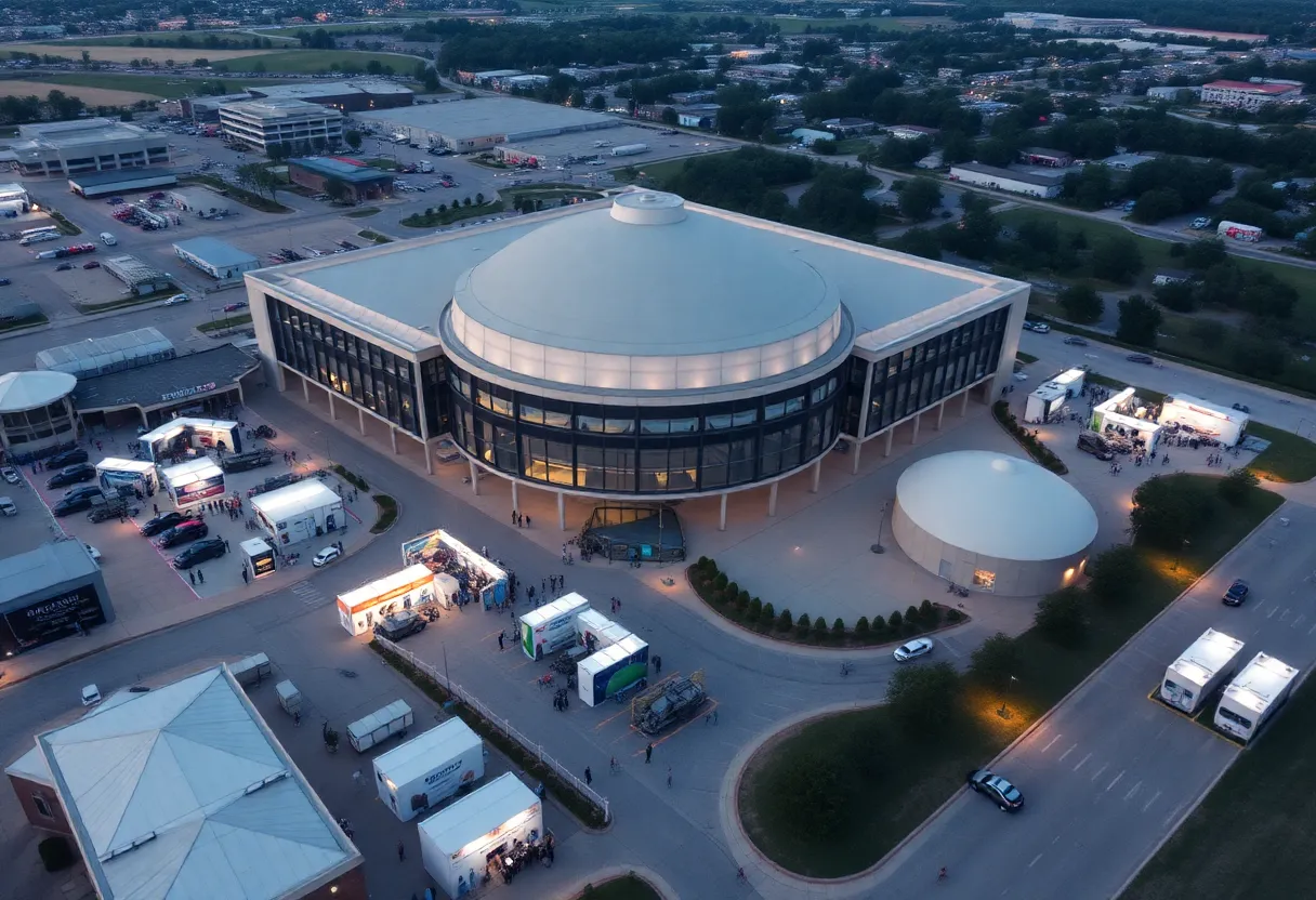 Aerial view of the Global Force Symposium at the Von Braun Center in Huntsville