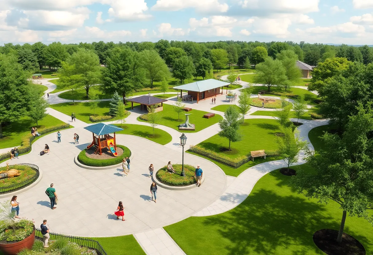Rendering of Big Spring Park expansion featuring new amenities