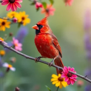 A vibrant cardinal painting symbolizing strength and creativity.
