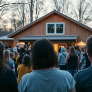 Community members gathering in mourning after tragic accident