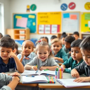Children exploring educational options in a classroom.