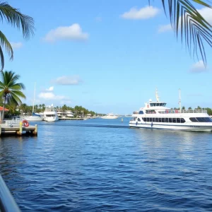 Clearwater Ferry navigating the calm waters at sunset