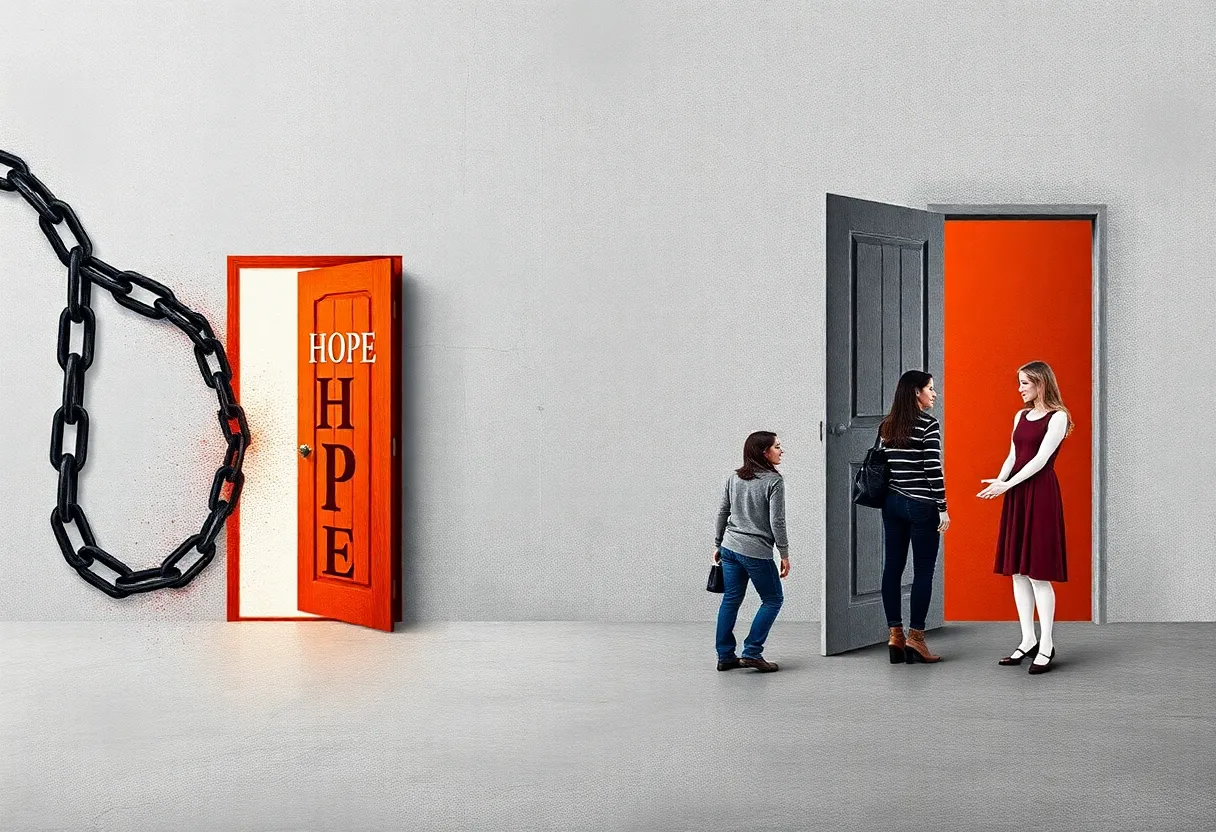 Abstract illustration symbolizing community dialogue about domestic violence