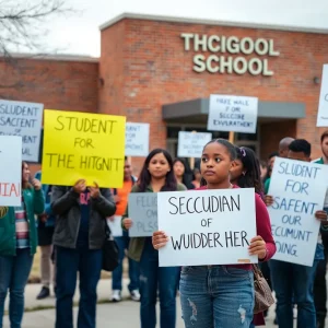 Community members advocating for student safety outside Huntsville high school