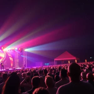 Crowd enjoying a country music concert at night