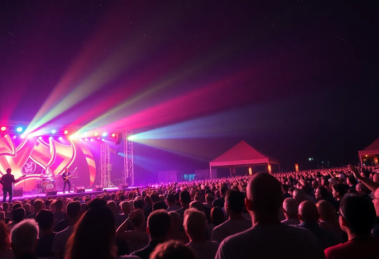 Crowd enjoying a country music concert at night