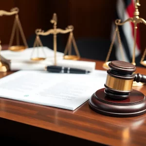 Courtroom scene representing a legal decision