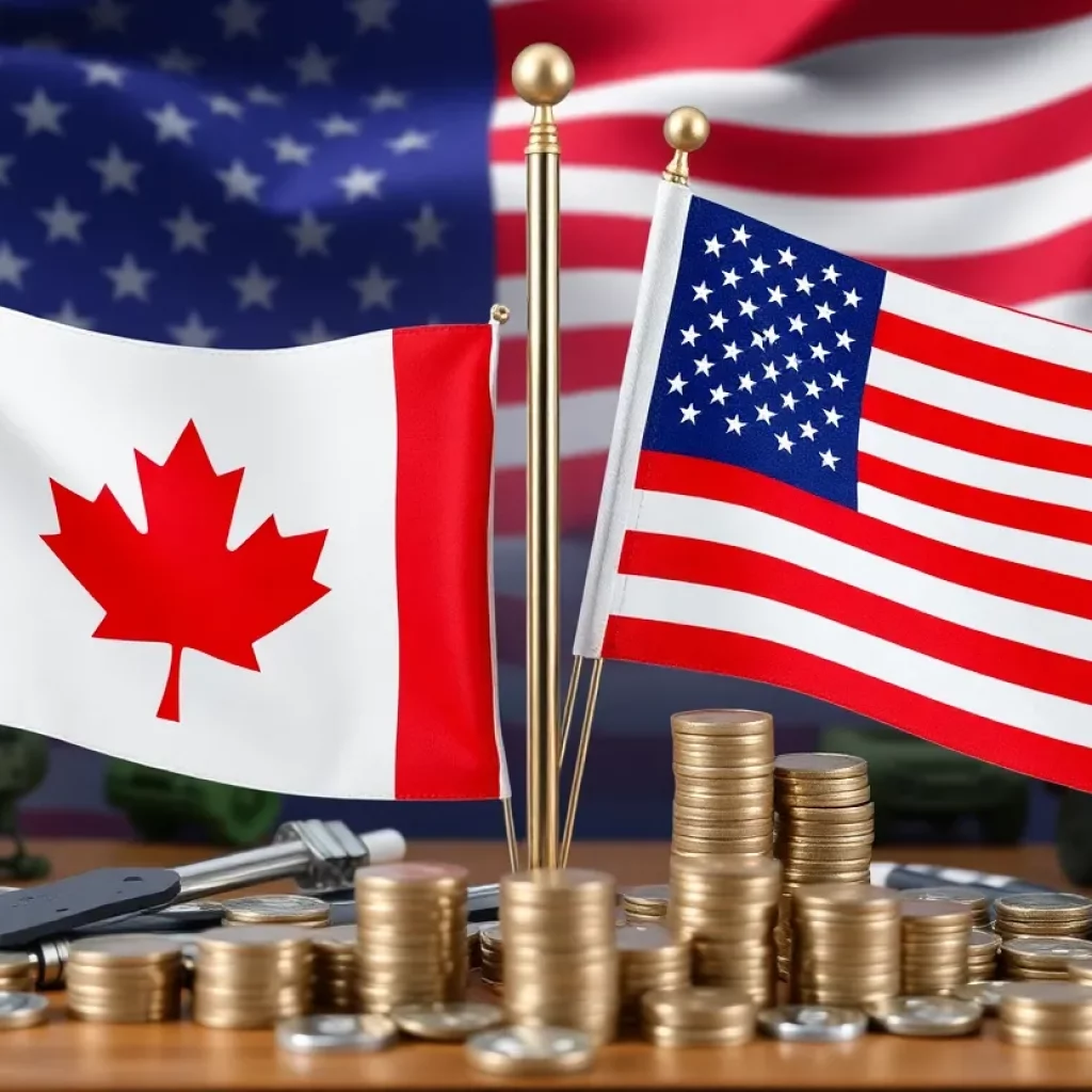 Canadian and U.S. flags symbolizing defense collaboration