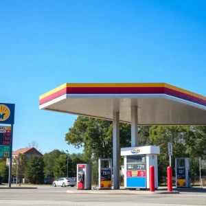 Gas station in Alabama displaying fuel prices