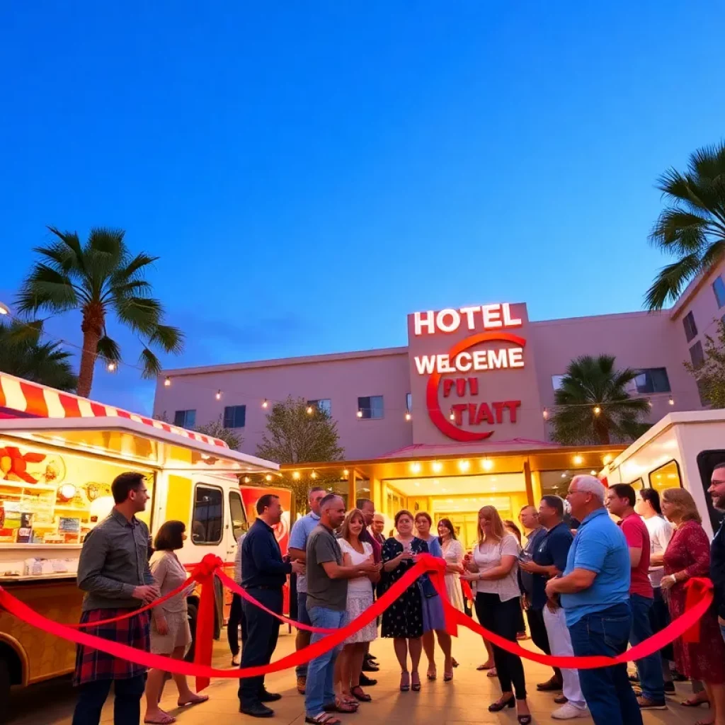 Ribbon-cutting ceremony at the grand opening of new hotels in Huntsville