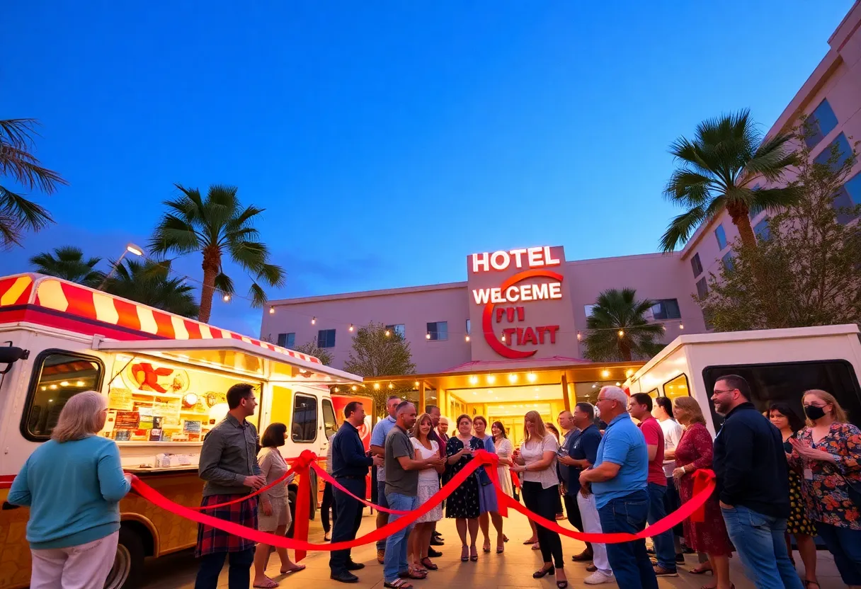 Ribbon-cutting ceremony at the grand opening of new hotels in Huntsville