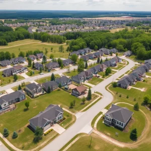 Aerial view of housing developments in Huntsville