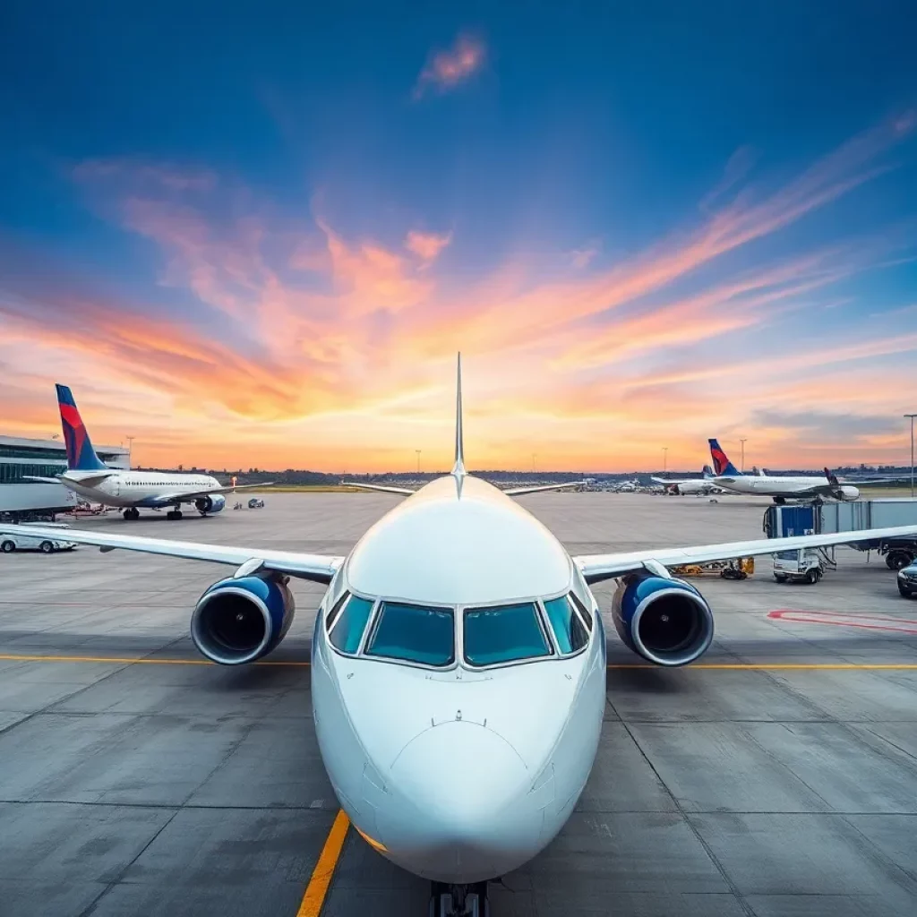 Delta Air Lines plane at Huntsville International Airport