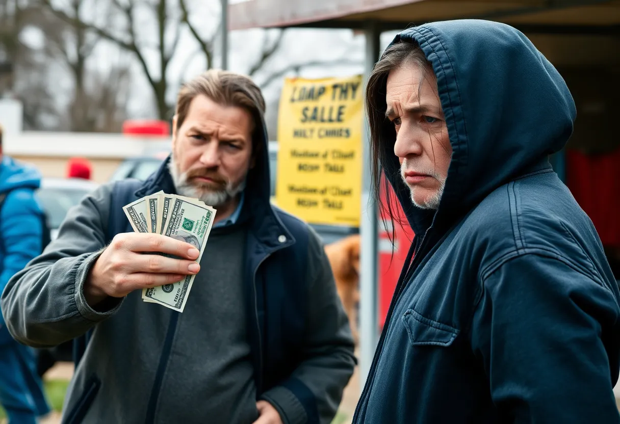 Tense situation during a dog sale involving a confrontation