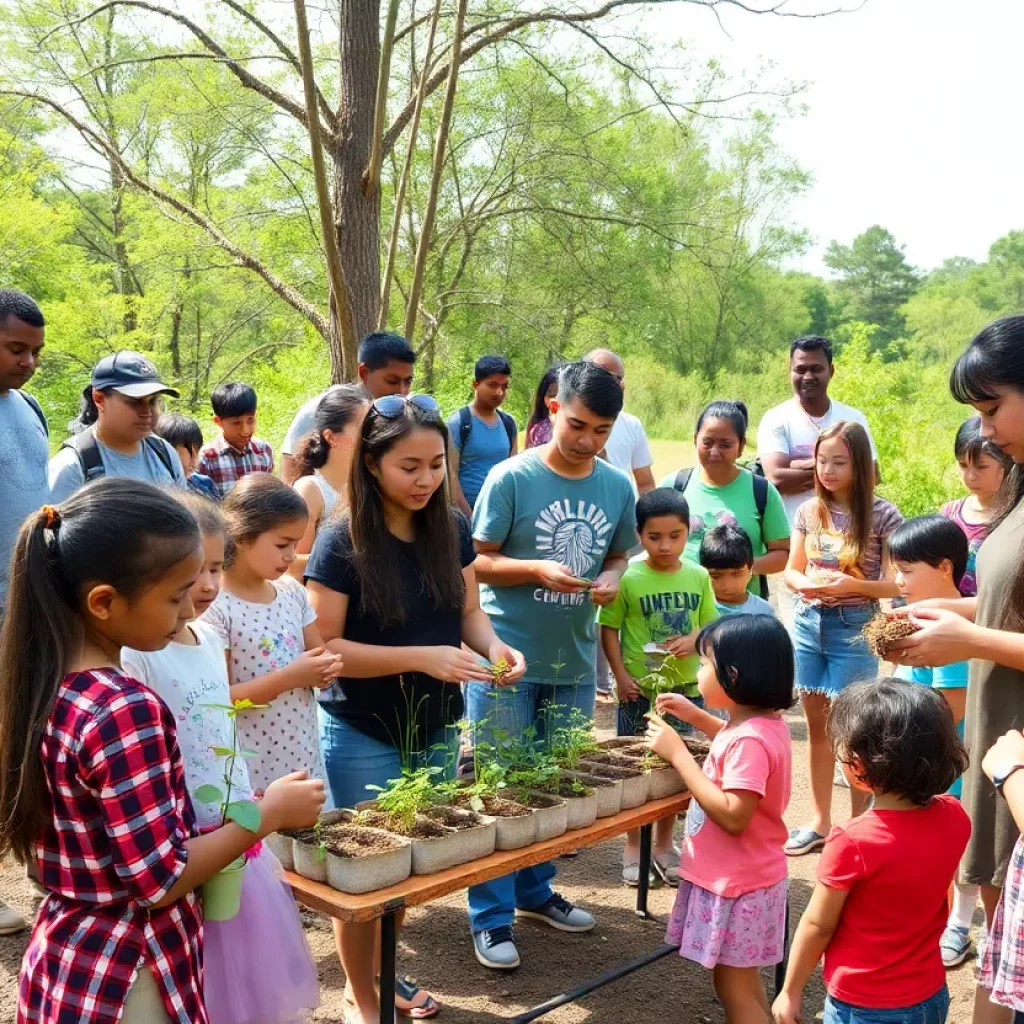 Families enjoying activities at Huntsville Earth Day event