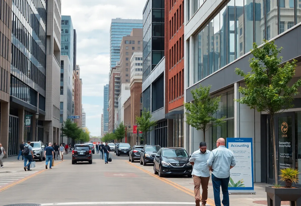 Huntsville city landscape with a focus on business activity