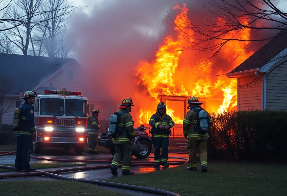 Firefighters responding to a house fire in Huntsville