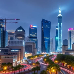 Innovative city landscape highlighting technology integration