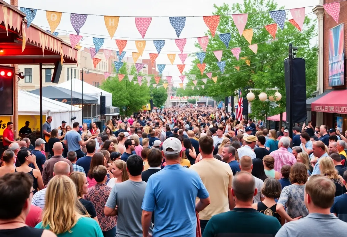 Crowd enjoying a live music festival in Huntsville, Alabama.