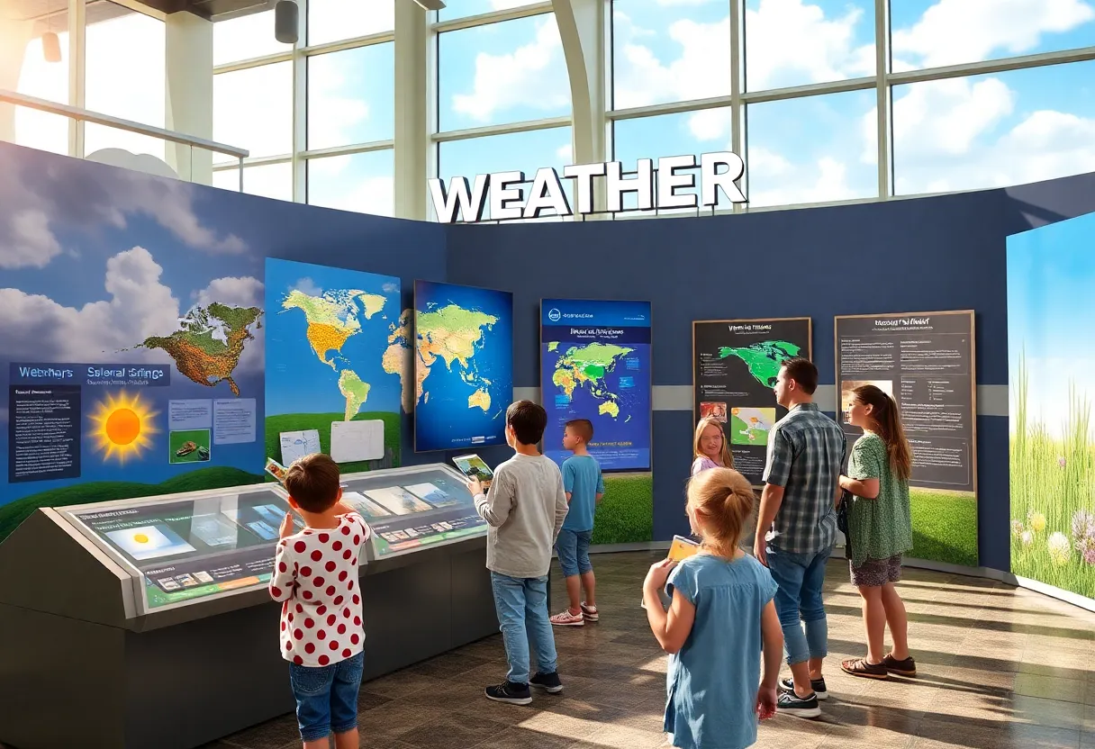 Visitors interact with the new weather education exhibit at the U.S. Space & Rocket Center.