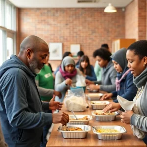 Volunteers at First Stop assisting individuals experiencing homelessness in Huntsville.