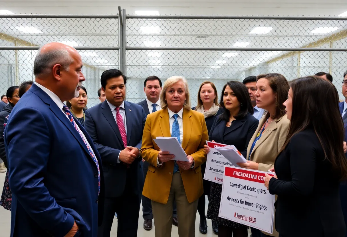 Group of Democratic lawmakers engaging in discussions regarding student detentions