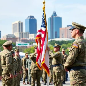 Ceremony for Lt. Col. William South taking command of the 926th Engineer Battalion.
