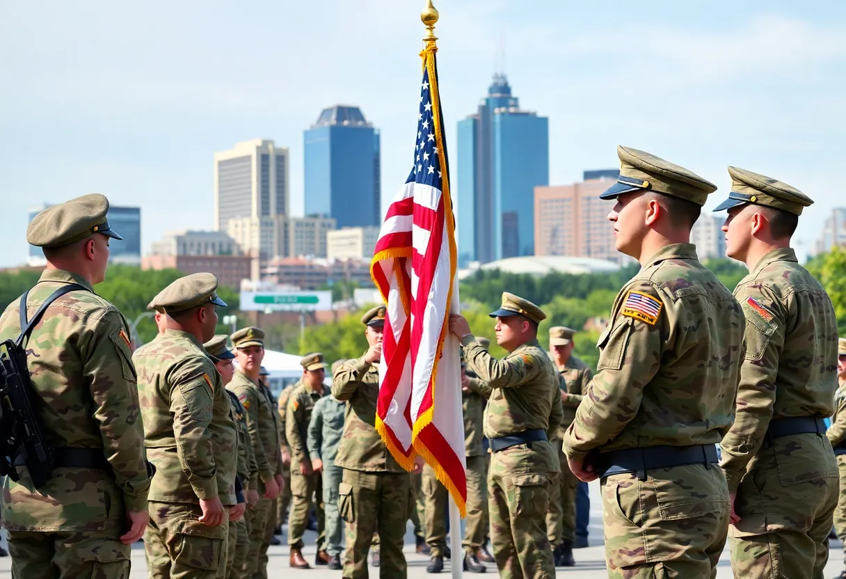 Ceremony for Lt. Col. William South taking command of the 926th Engineer Battalion.