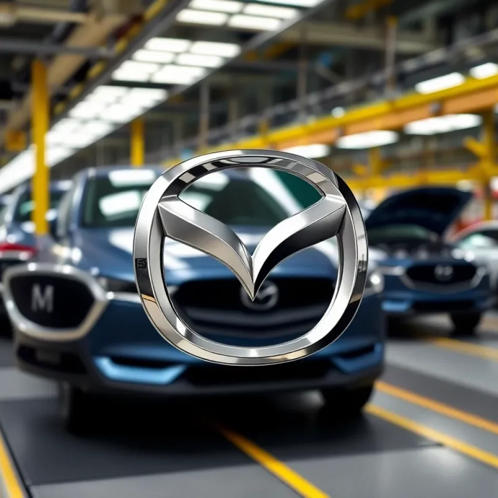 Empty assembly line at Mazda plant in Huntsville, AL